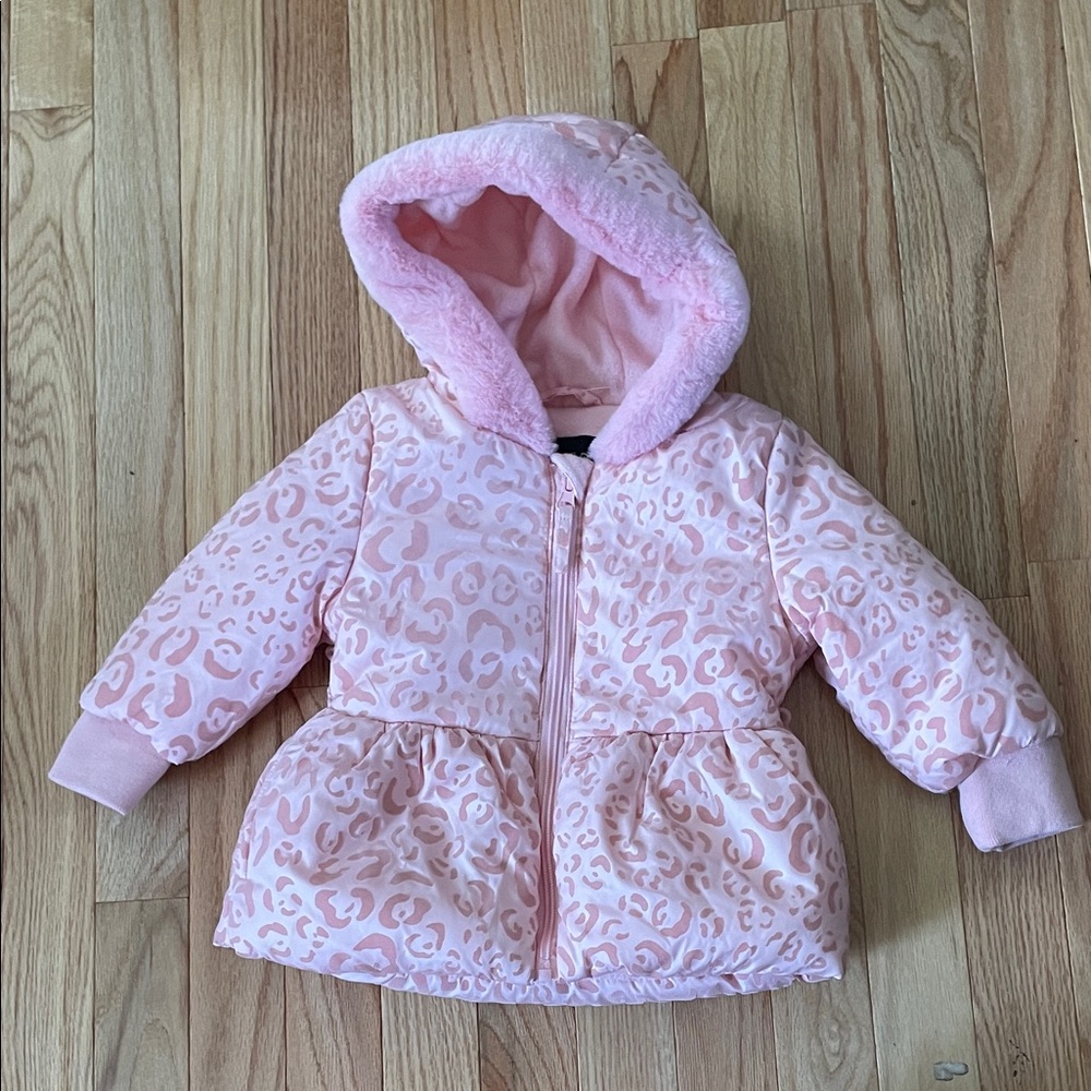 Rothschild Animal Print Puffer Jacket Baby Girl 18M Pink Fleece Winter Outdoors